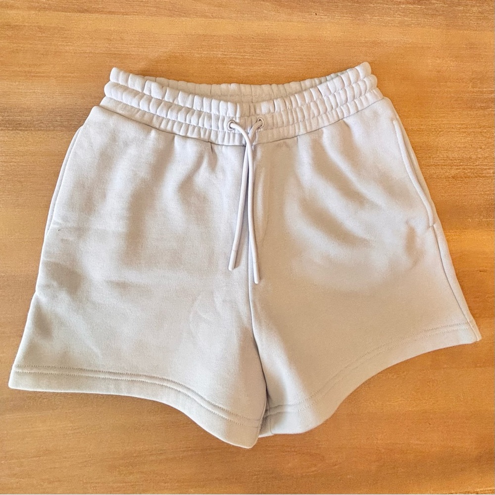 Sweaty Betty ‘Elevated Short’ High Rise Cotton Fleece Salt Blue Pocket, Sz S NWT - Picture 4 of 14